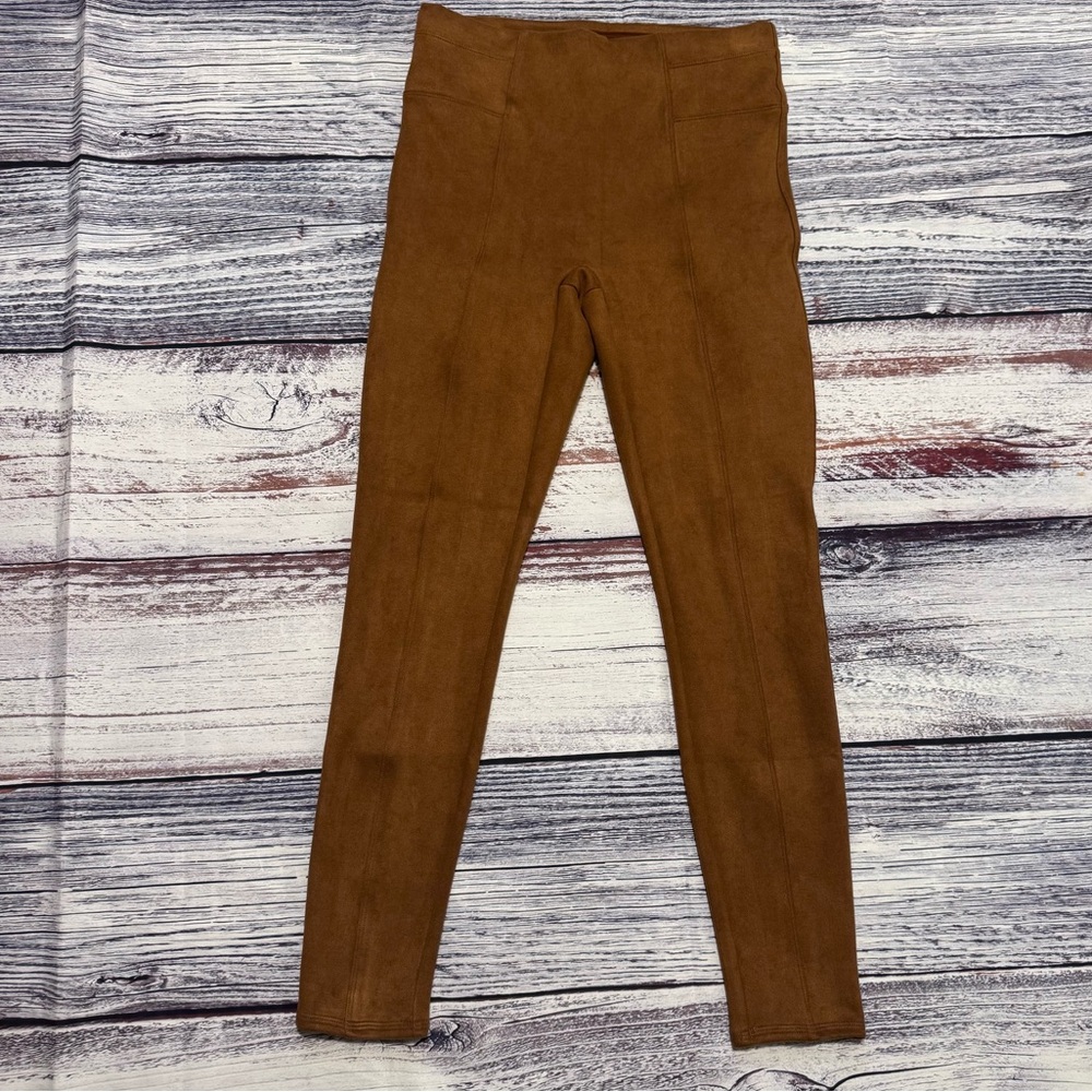 Spanx Brown Faux Suede Moto Leggings | Size Medium